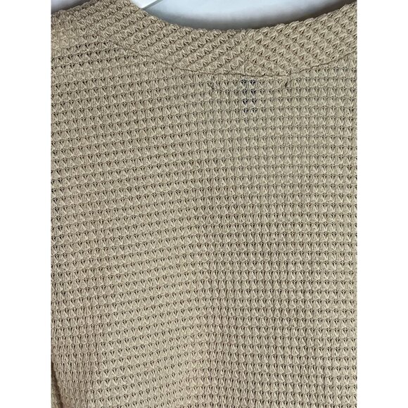 Derek Heart Top Womens Small Cardigan Button Down Waffle Knit Tan Brown Casual - Picture 15 of 15